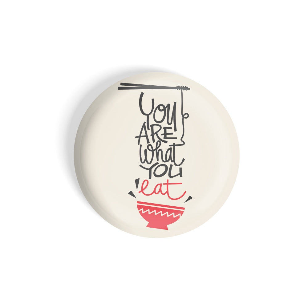 dhcrafts Round Fridge Magnet Grey Food Lovers You Are What You Eat Noodles D1 Glossy Finish Design Pack of 1 (75 mm)